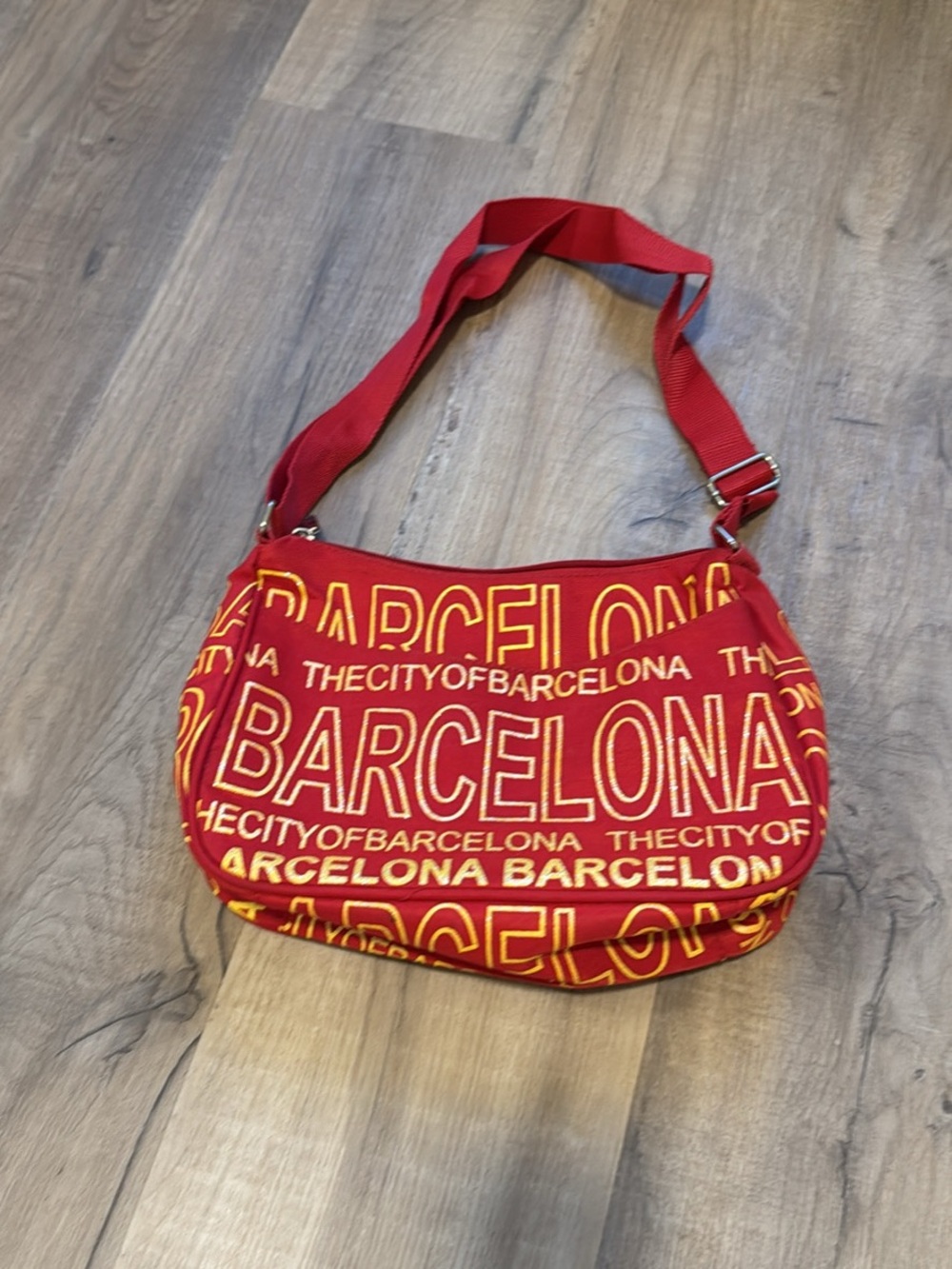 Barcelona Graphic Red Shoulder Bag